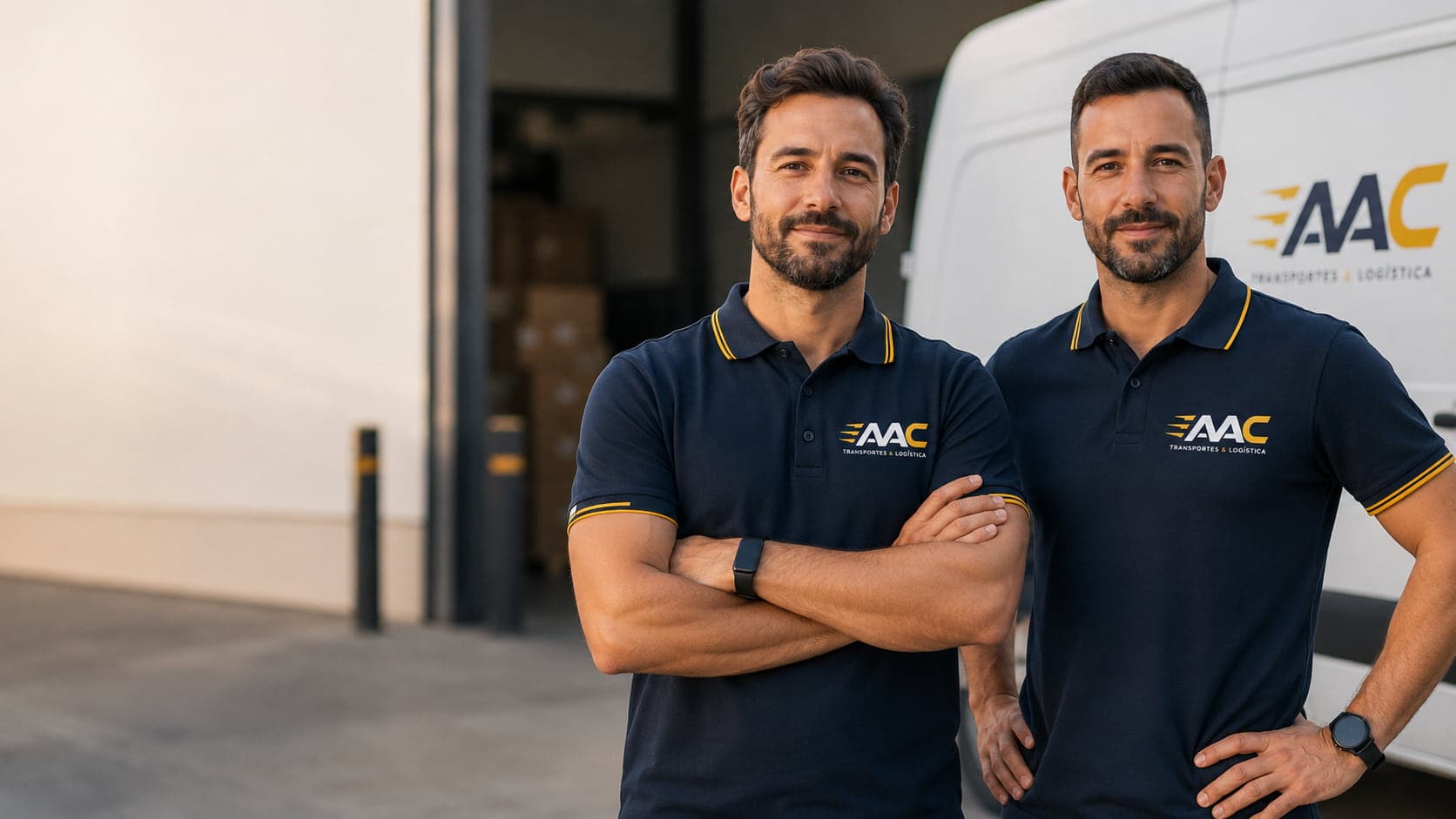 Equipo de AAC Transportes y Logística junto a la furgoneta
